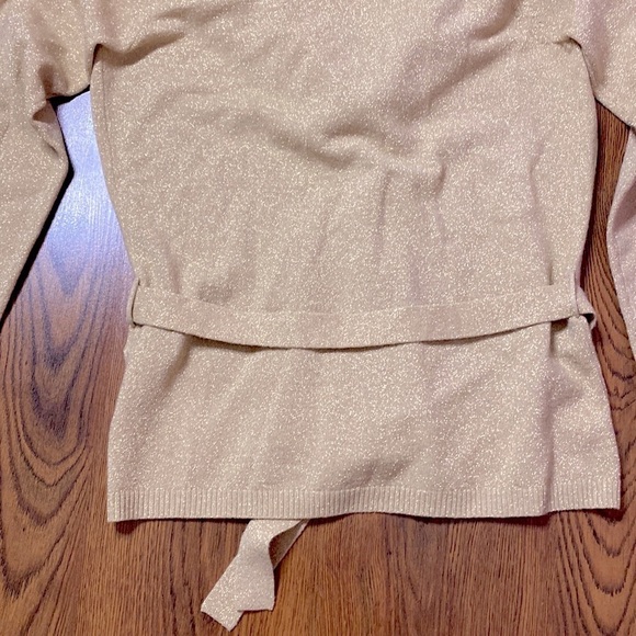 🌷 Mixit 🌷 Gold Sparkle Fur Trim Cardigan Sweater NWT - Picture 8 of 10